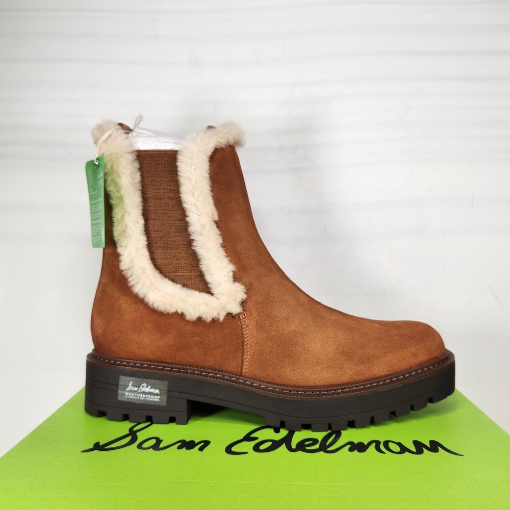 Sam Edelman Laguna Cozy Boot Women Size 12 Brown Suede Weatherproof Faux Fur